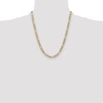 Gold (14K) Semi-Solid Rhodium Pavé Figaro Chain - 22 in / 6.5 mm