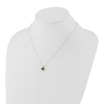 10k Yellow Gold Polished Created Emerald and Diamond Heart Necklace
