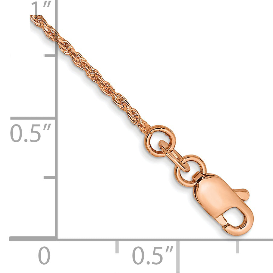Gold (10K & 14K) Diamond-Cut Machine-Made Rope Chain Bracelet - 14k Rose Gold / 7 in / 1 mm