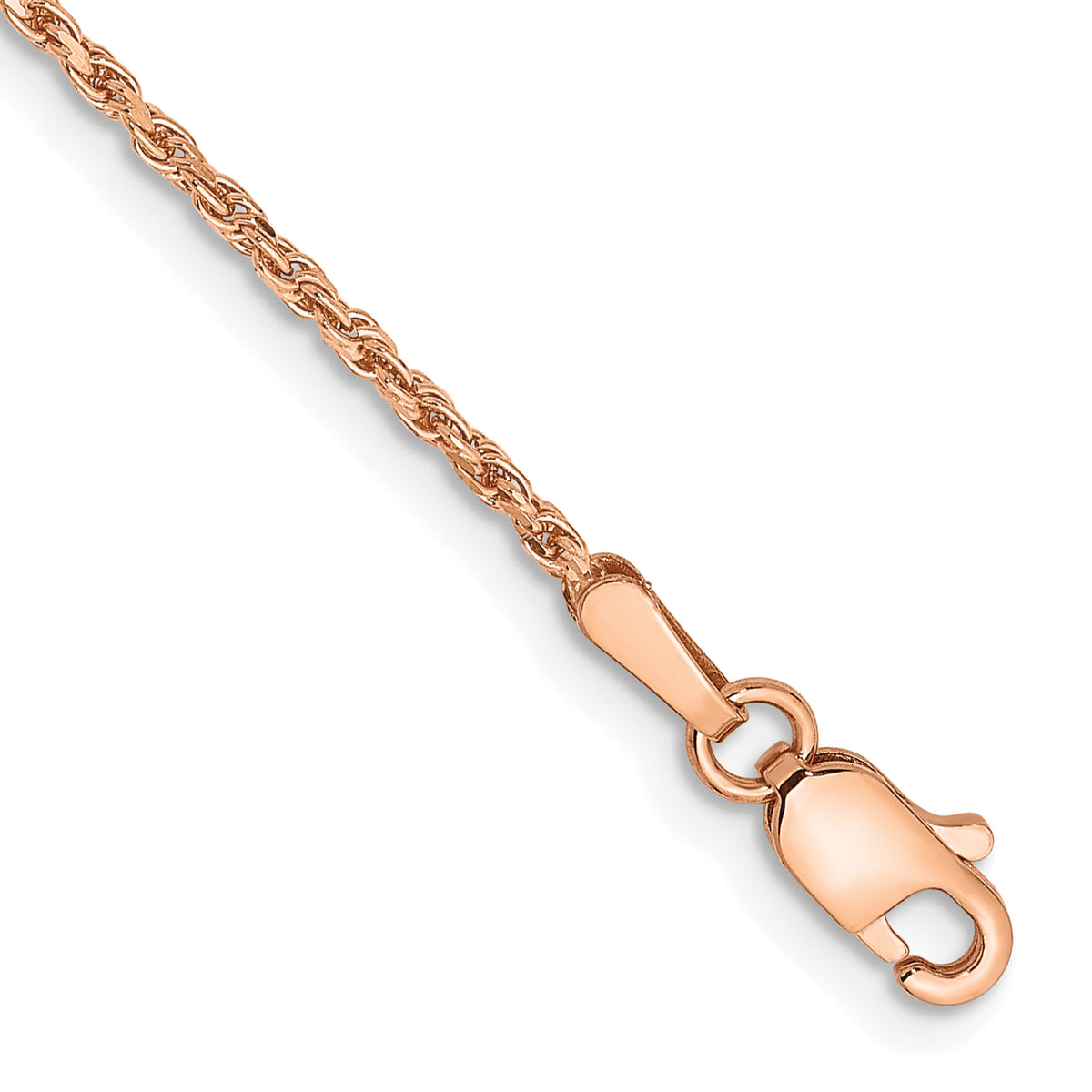 Gold (10K & 14K) Diamond-Cut Machine-Made Rope Chain Bracelet - 14k Rose Gold / 7 in / 1.5 mm