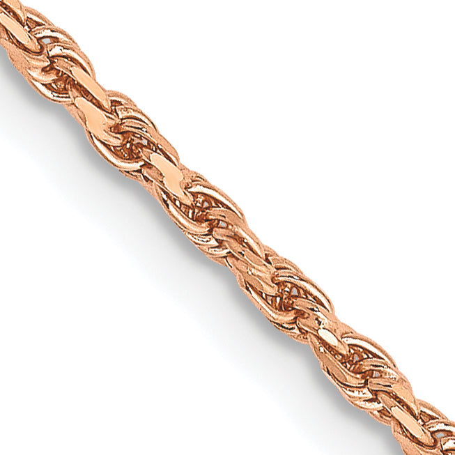 Gold (10K & 14K) Diamond-Cut Machine-Made Rope Chain - 14k Rose Gold / 18 in / 1.8 mm