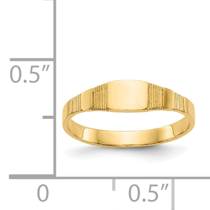 14K Polished 4.5x3.5mm Closed Back Size 1.75 Square Signet Ring