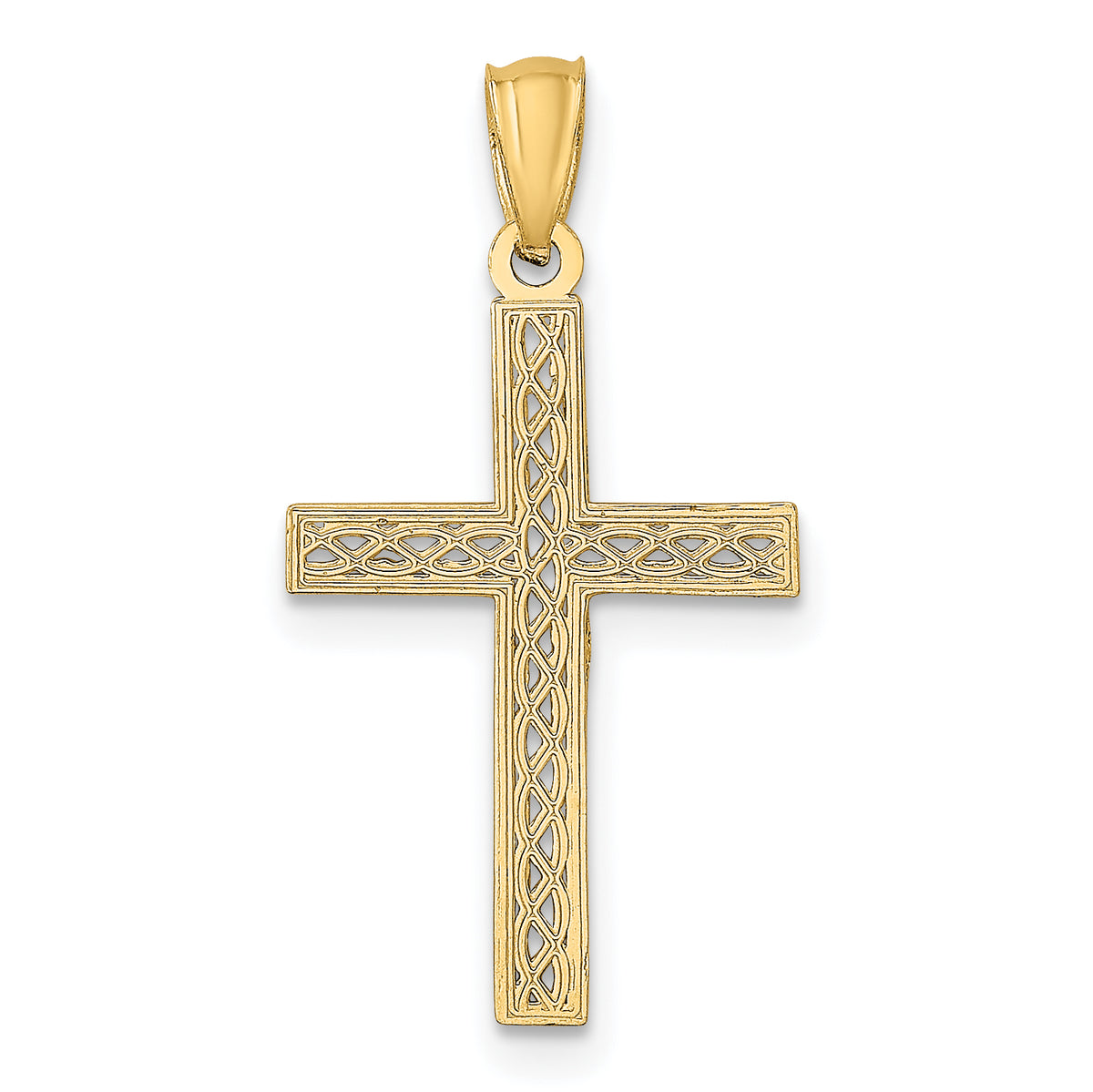 14k Yellow Gold Filigree Cross Pendant, 29 x 14 mm, view 3