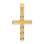 14k Yellow Gold Filigree Cross Pendant, 29 x 14 mm