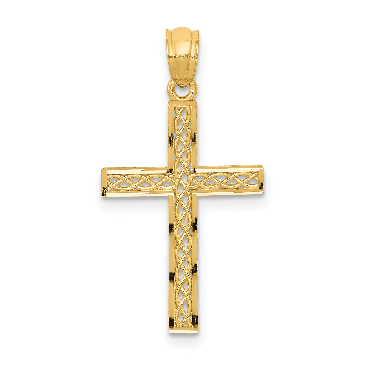 14k Yellow Gold Filigree Cross Pendant, 29 x 14 mm