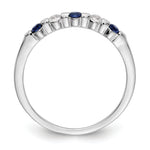 14k White Gold 1/10 carat Diamond and Blue Sapphire Band