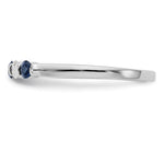 14k White Gold 1/10 carat Diamond and Blue Sapphire Band