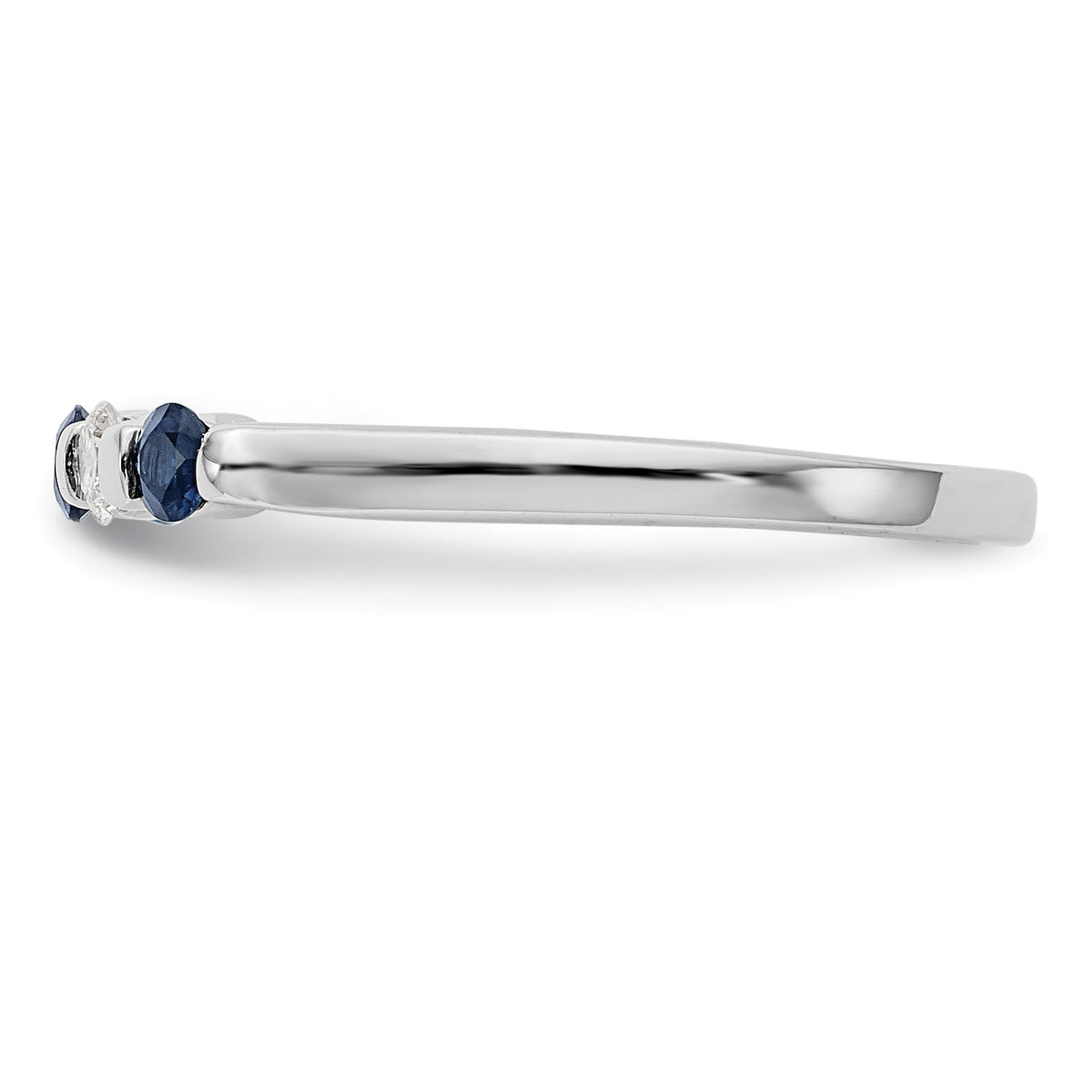 14k White Gold 1/10 carat Diamond and Blue Sapphire Band