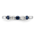 14k White Gold 1/10 carat Diamond and Blue Sapphire Band