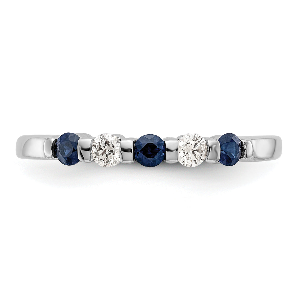 14k White Gold 1/10 carat Diamond and Blue Sapphire Band