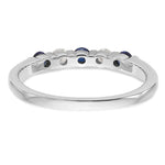 14k White Gold 1/10 carat Diamond and Blue Sapphire Band