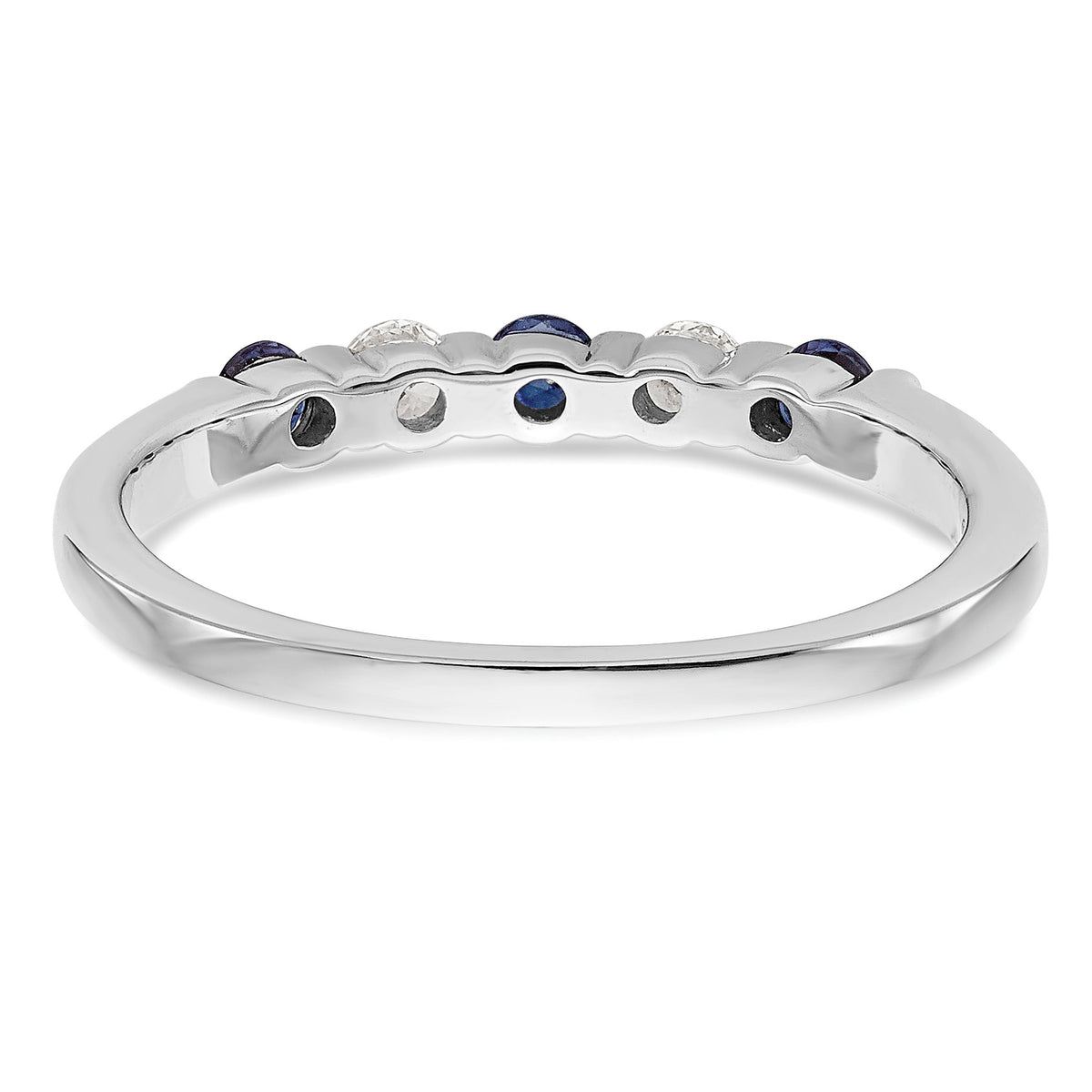 14k White Gold 1/10 carat Diamond and Blue Sapphire Band