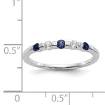 14k White Gold 1/10 carat Diamond and Blue Sapphire Band