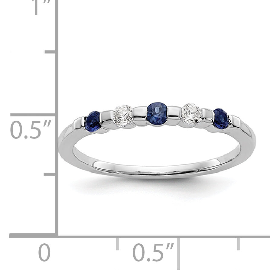14k White Gold 1/10 carat Diamond and Blue Sapphire Band