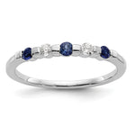 14k White Gold 1/10 carat Diamond and Blue Sapphire Band