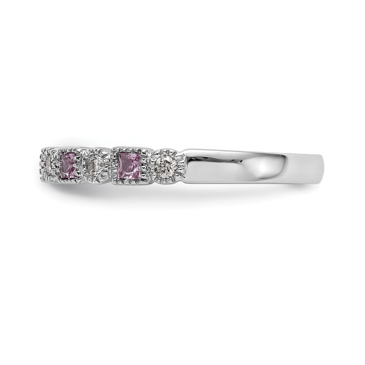 Gemstone and Diamond Ring - 10k White Gold / Pink Sapphire (Colors)