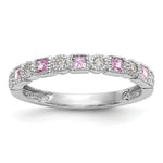 Gemstone and Diamond Ring - 10k White Gold / Pink Sapphire (Colors)