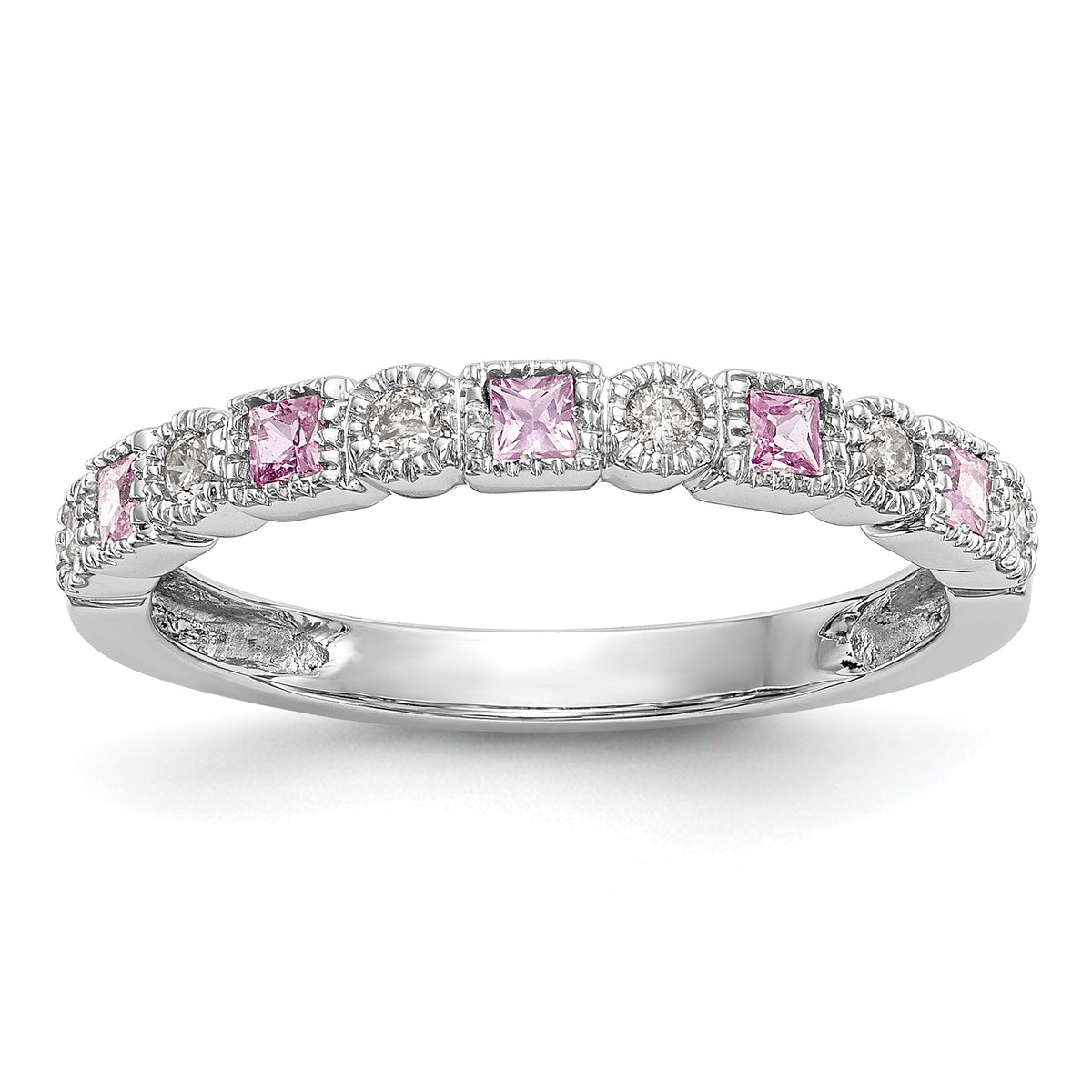 Gemstone and Diamond Ring - 10k White Gold / Pink Sapphire (Colors)