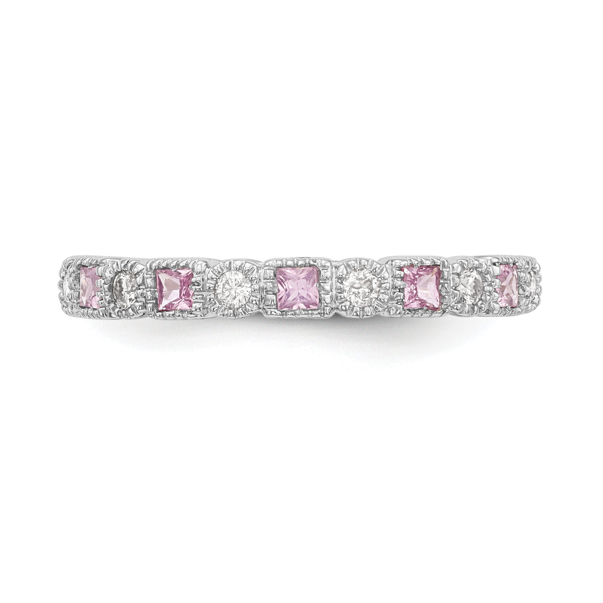 Gemstone and Diamond Ring - 14k White Gold / Pink Sapphire (Colors)