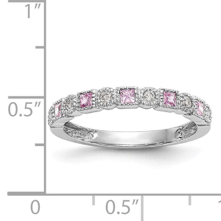 Gemstone and Diamond Ring - 14k White Gold / Pink Sapphire (Colors)