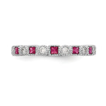 Gemstone and Diamond Ring - 10k White Gold / Red Ruby