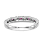 Gemstone and Diamond Ring - 10k White Gold / Red Ruby