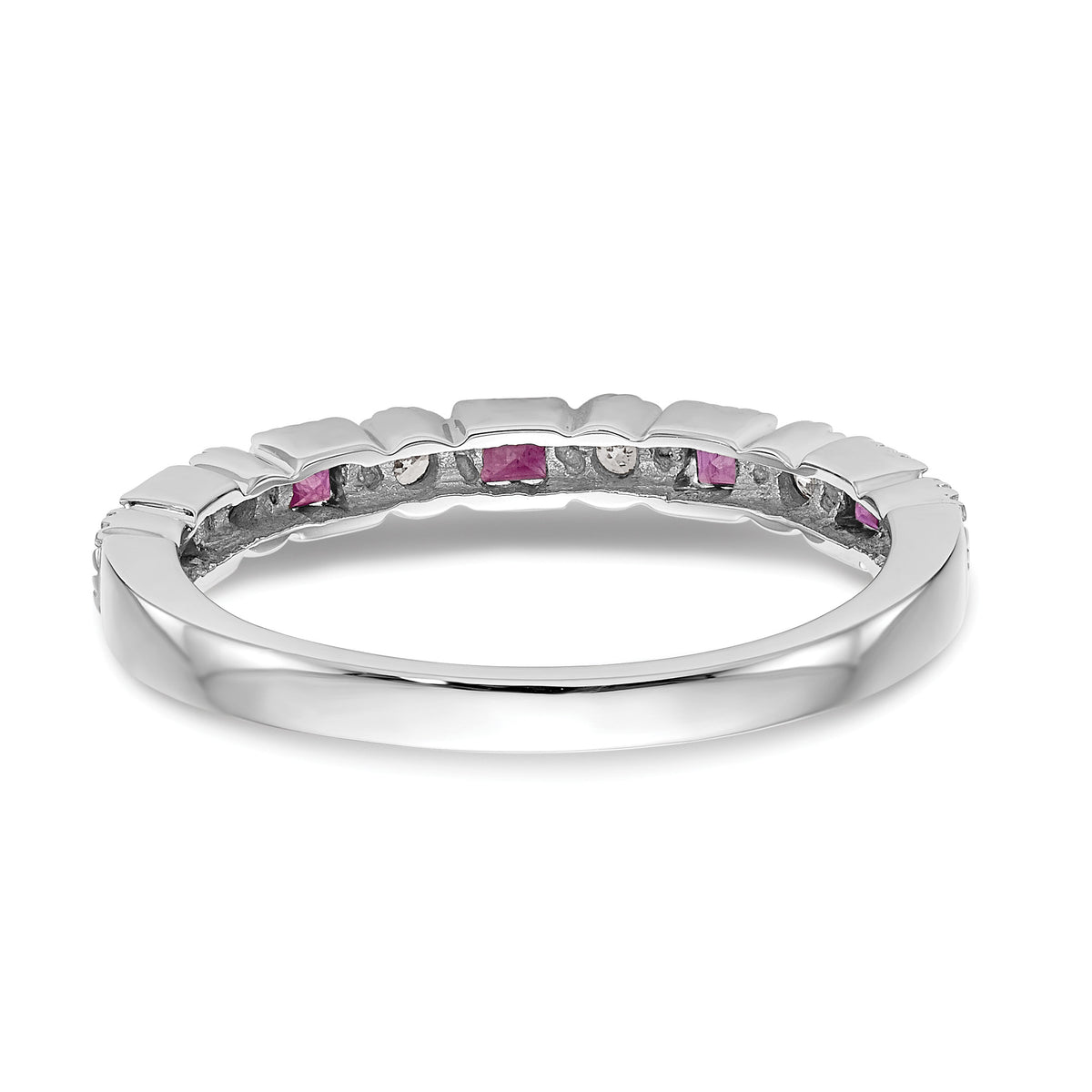 Gemstone and Diamond Ring - 10k White Gold / Red Ruby