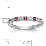Gemstone and Diamond Ring - 10k White Gold / Red Ruby
