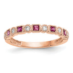 Gemstone and Diamond Ring - 14k Rose Gold / Red Ruby