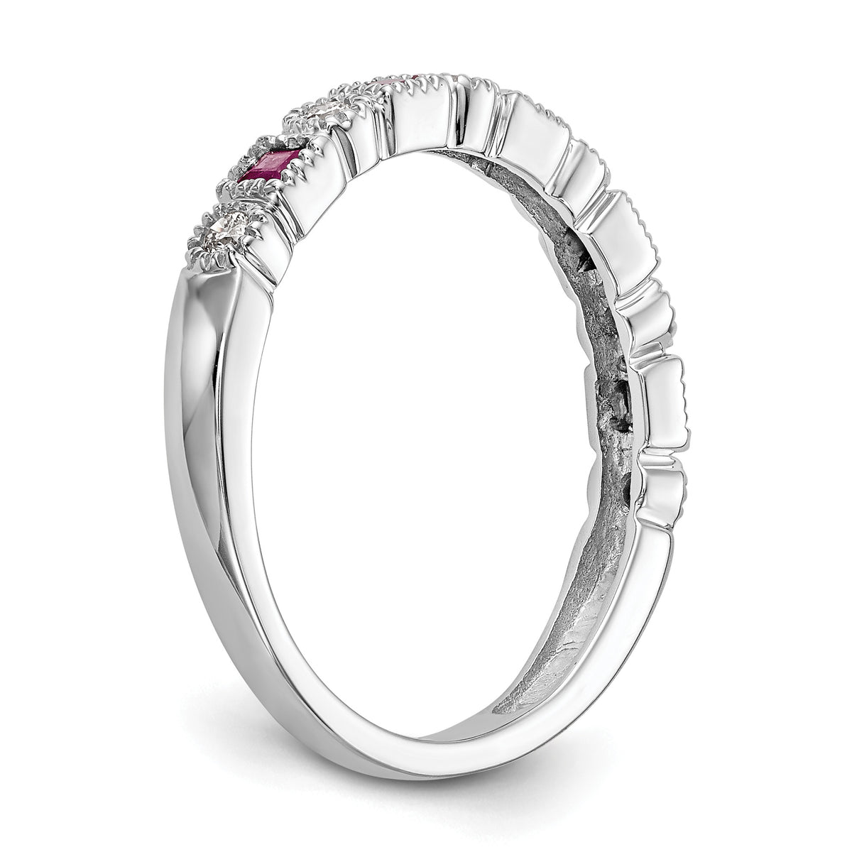 Gemstone and Diamond Ring - 14k White Gold / Red Ruby