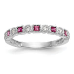 Gemstone and Diamond Ring - 14k White Gold / Red Ruby