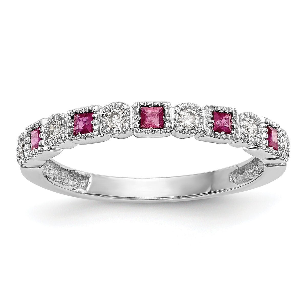 Gemstone and Diamond Ring - 14k White Gold / Red Ruby
