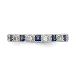 Gemstone and Diamond Ring - 10k White Gold / Blue Sapphire