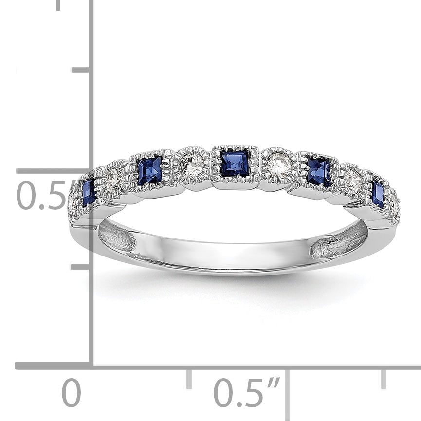 Gemstone and Diamond Ring - 10k White Gold / Blue Sapphire