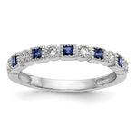 Gemstone and Diamond Ring - 10k White Gold / Blue Sapphire