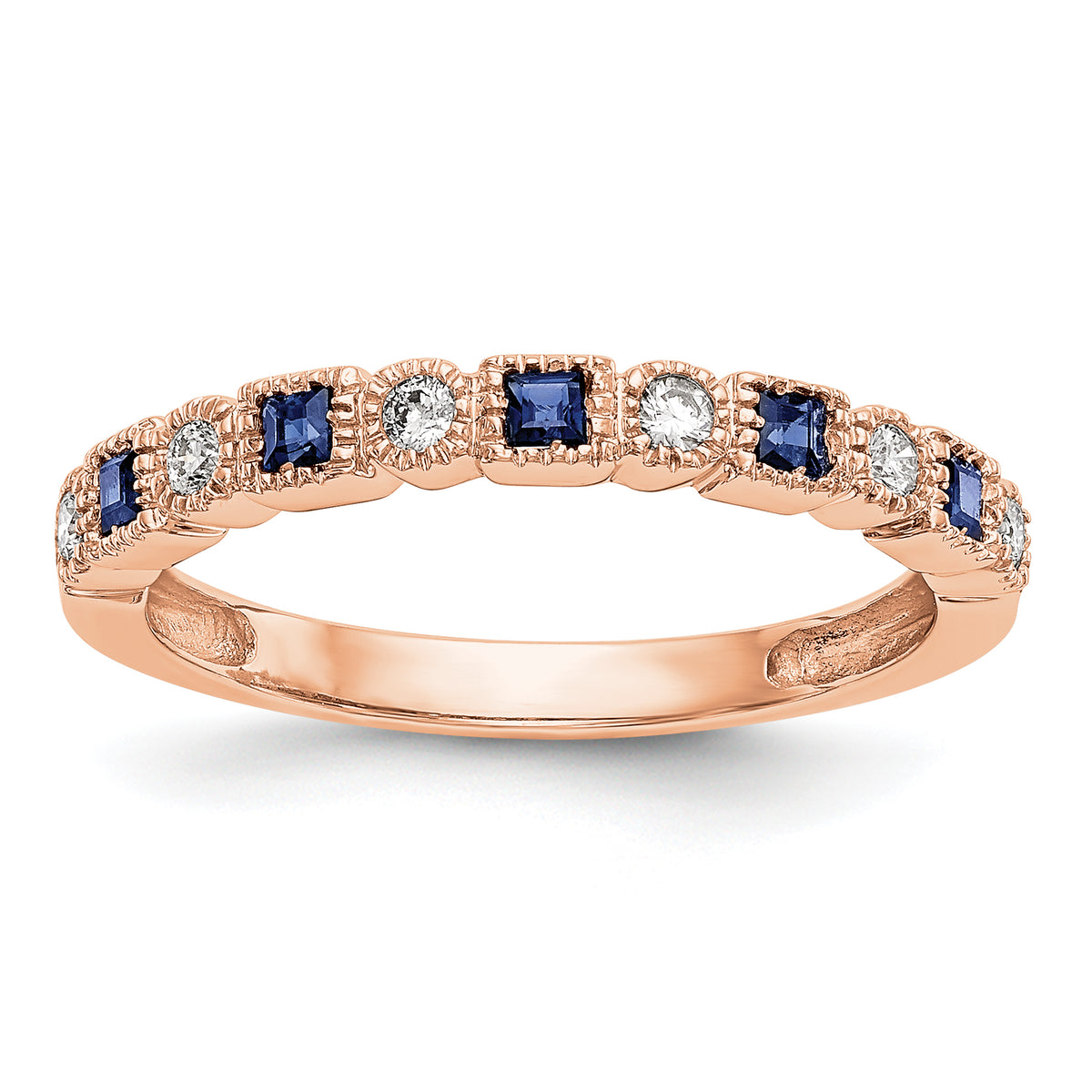 Gemstone and Diamond Ring - 14k Rose Gold / Blue Sapphire