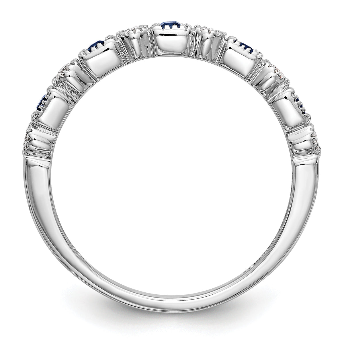 Gemstone and Diamond Ring - 14k White Gold / Blue Sapphire