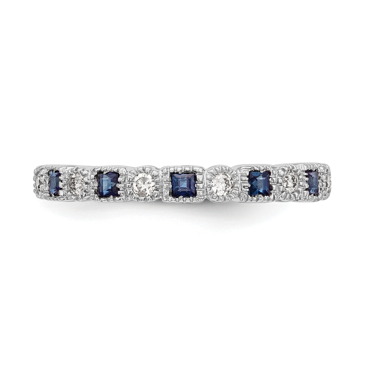 Gemstone and Diamond Ring - 14k White Gold / Blue Sapphire