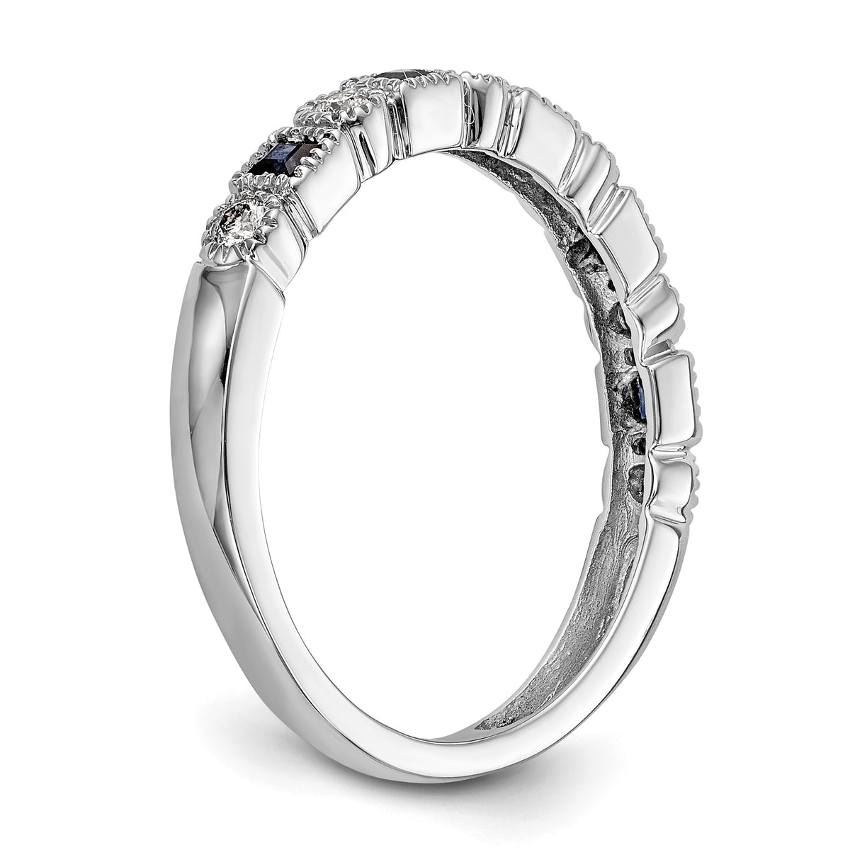 Gemstone and Diamond Ring - 14k White Gold / Blue Sapphire