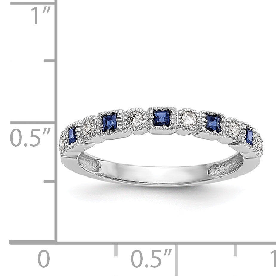 Gemstone and Diamond Ring - 14k White Gold / Blue Sapphire