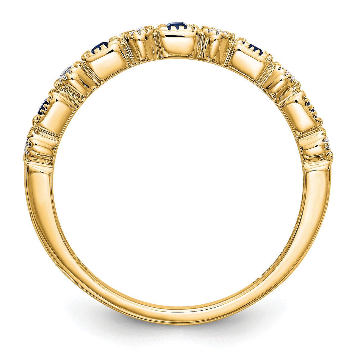 Gemstone and Diamond Ring - 14k Yellow Gold / Blue Sapphire