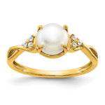 Gemstone & Diamond Ring - 10k Yellow Gold / Pearl