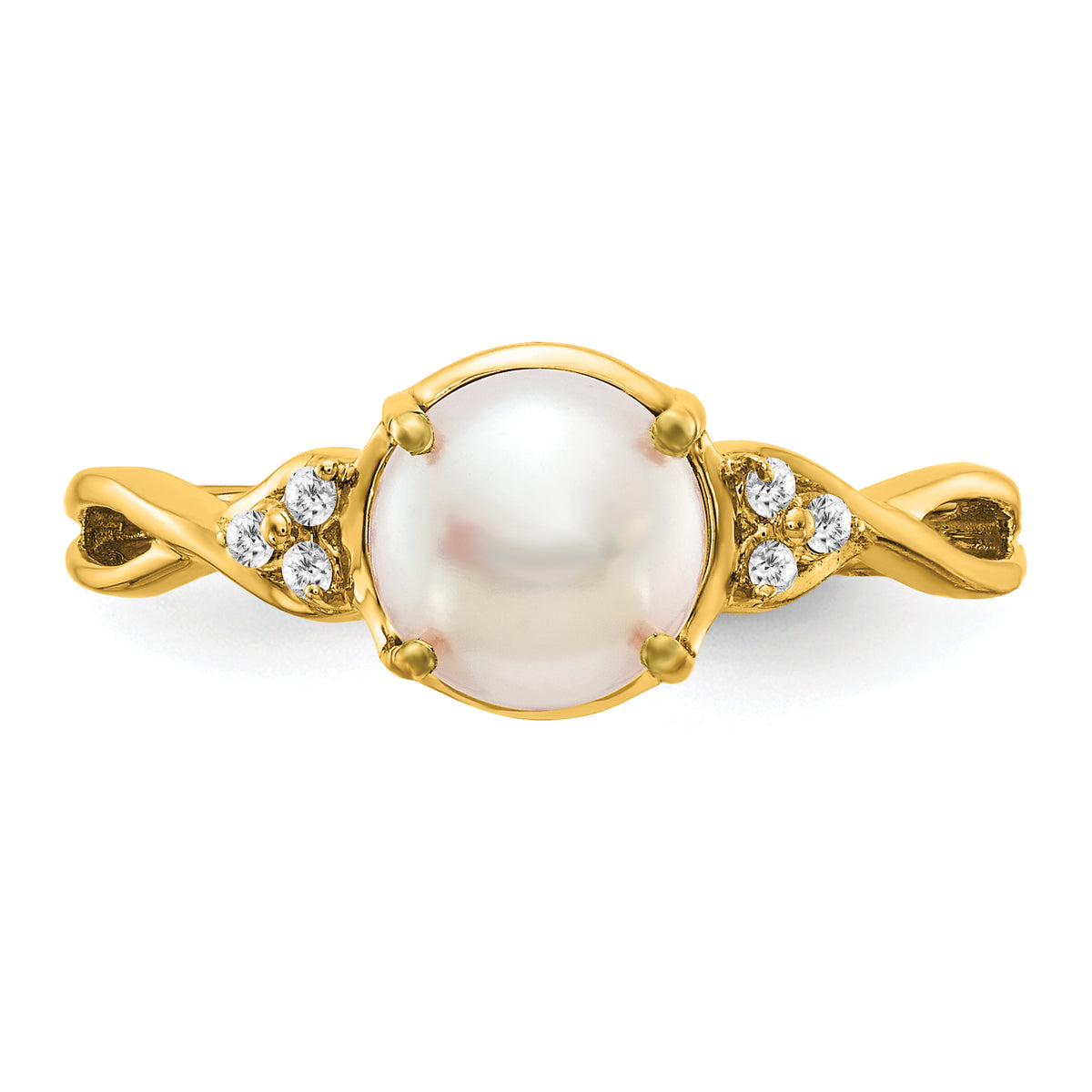 Gemstone & Diamond Ring - 14k Yellow Gold / Pearl