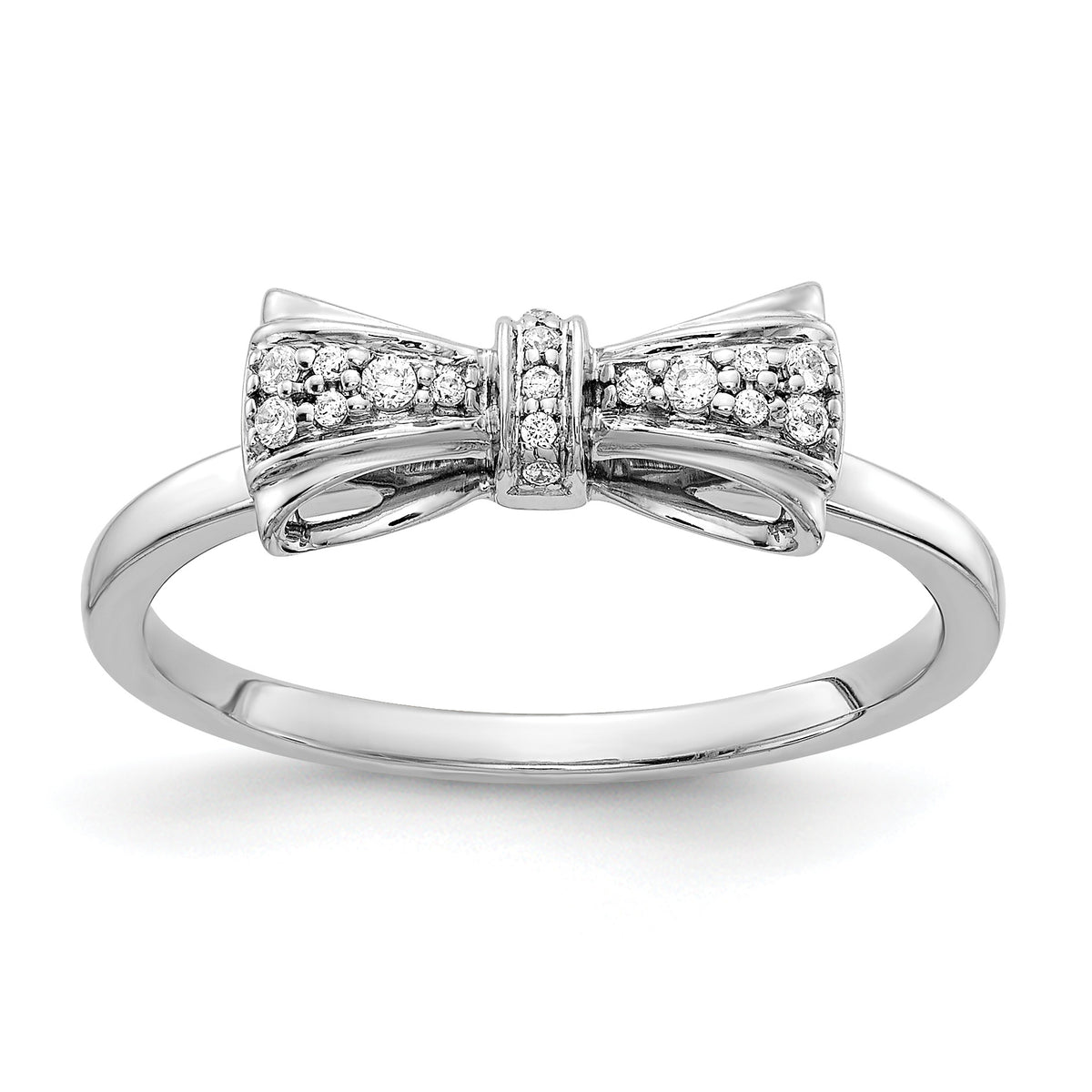 14k White Gold 1/15 carat Diamond Bow Ring