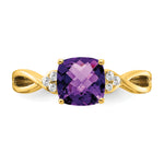 Gemstone & Diamond Ring - 10k Yellow Gold / Amethyst