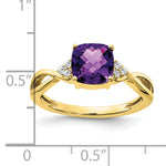 Gemstone & Diamond Ring - 10k Yellow Gold / Amethyst