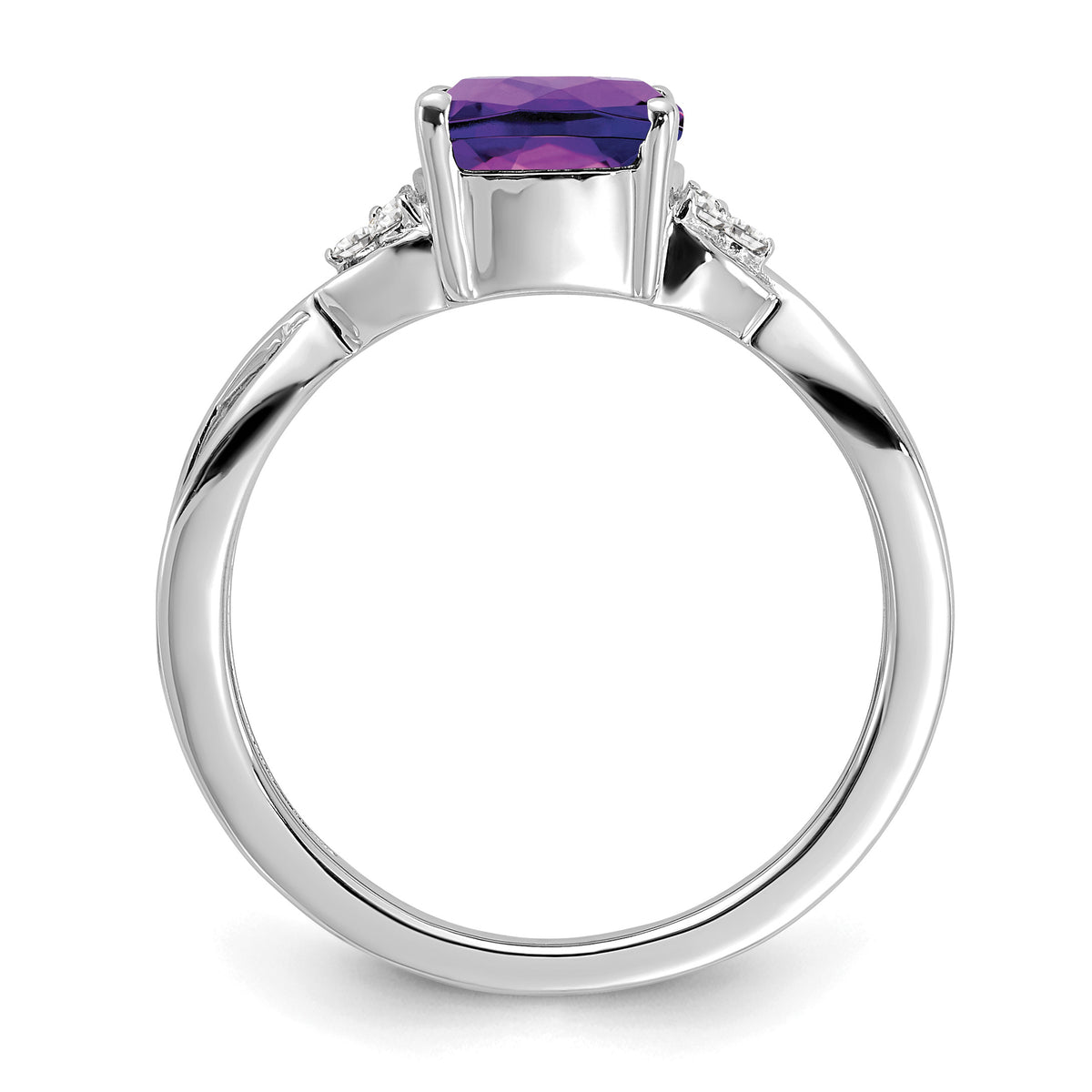Gemstone & Diamond Ring - 14k White Gold / Amethyst