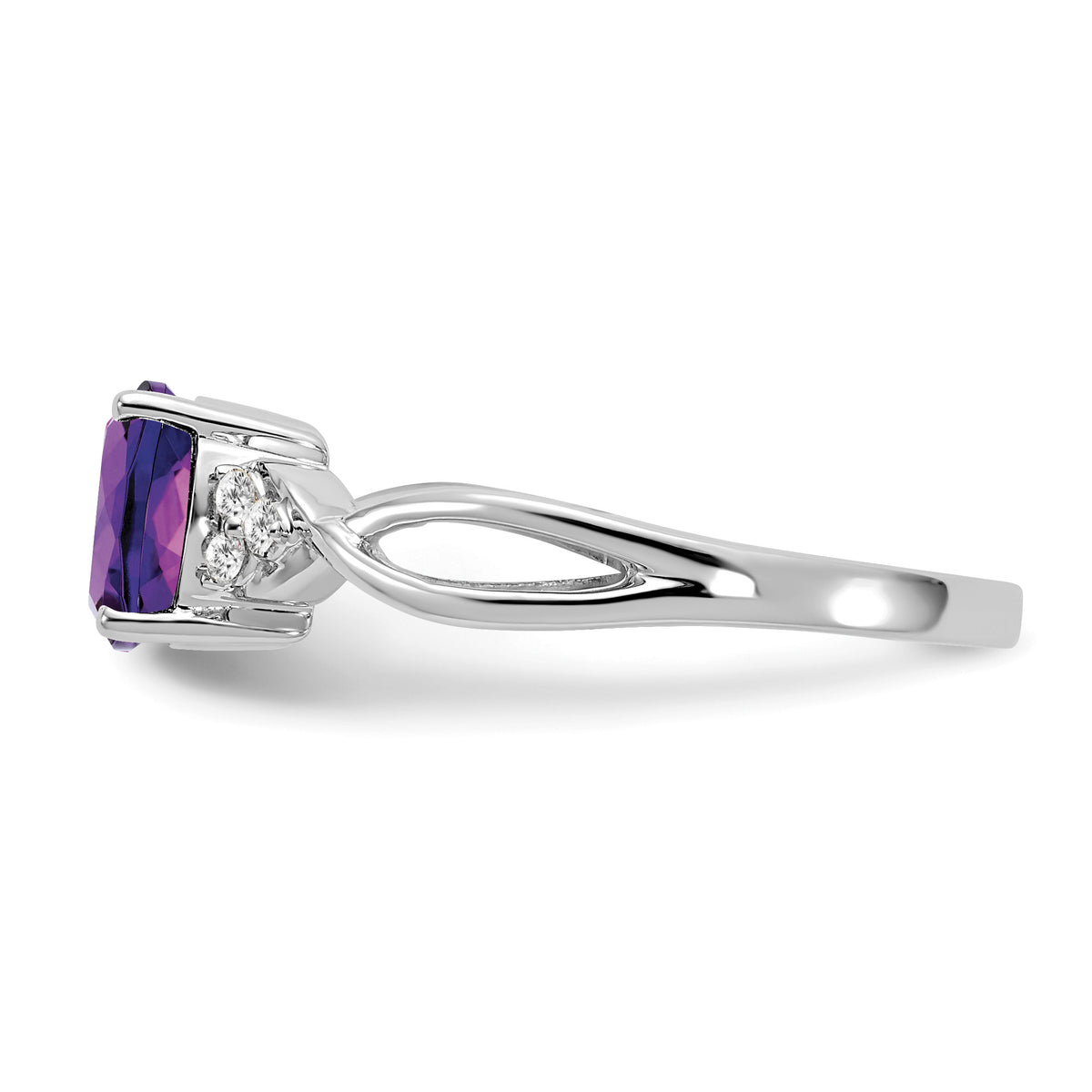 Gemstone & Diamond Ring - 14k White Gold / Amethyst
