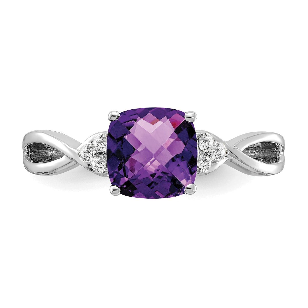 Gemstone & Diamond Ring - 14k White Gold / Amethyst