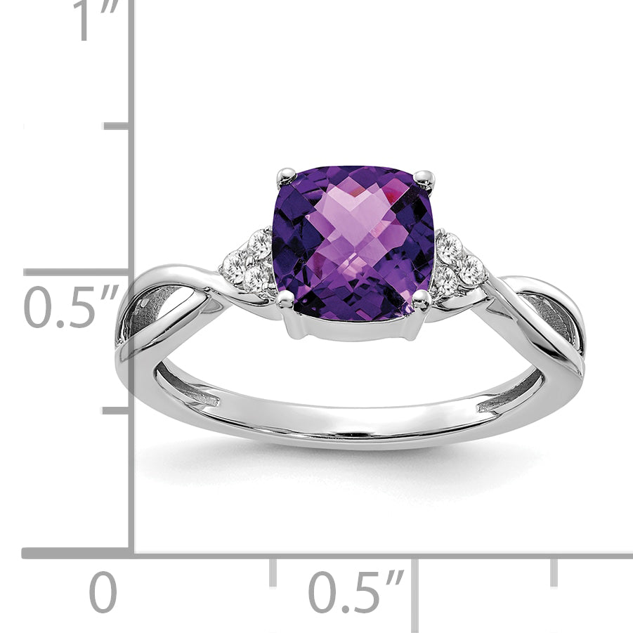 Gemstone & Diamond Ring - 14k White Gold / Amethyst